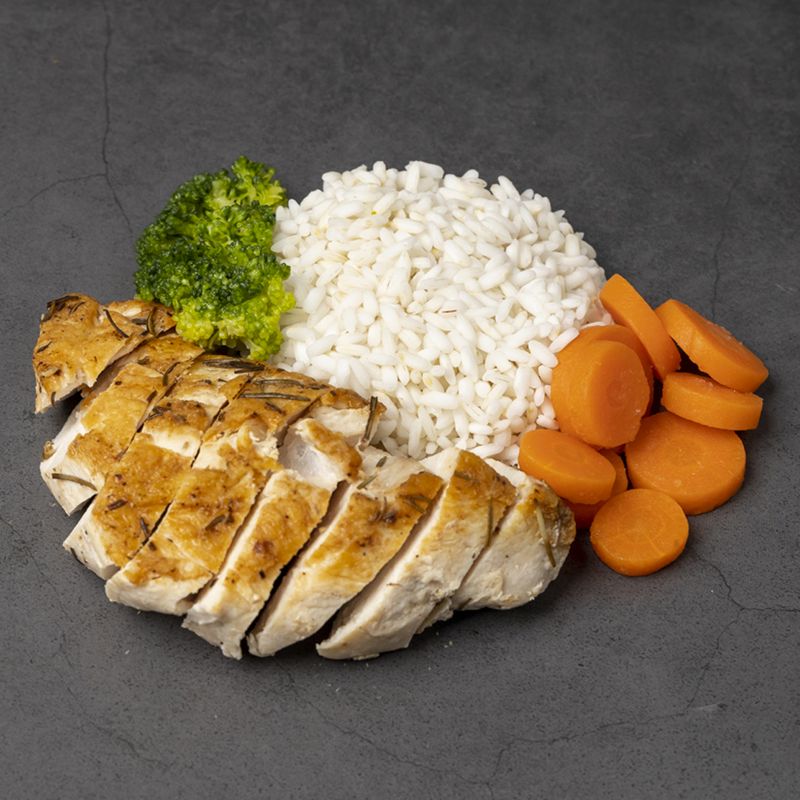 Riso basmati con pollo, carote e broccoli 100GRAMMI Sano e bilanciato